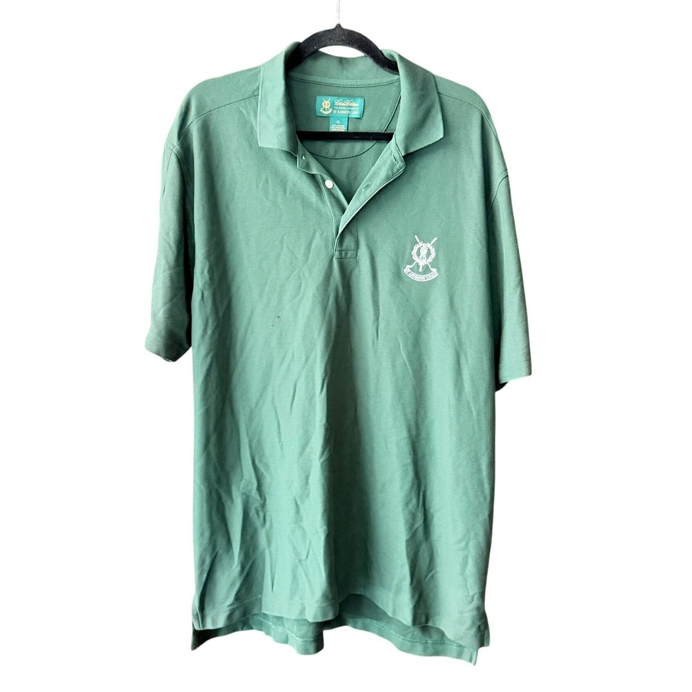 Brooks Brothers Mens St Andrews Links Polo Shirt XL Green Short Sleeve Pique